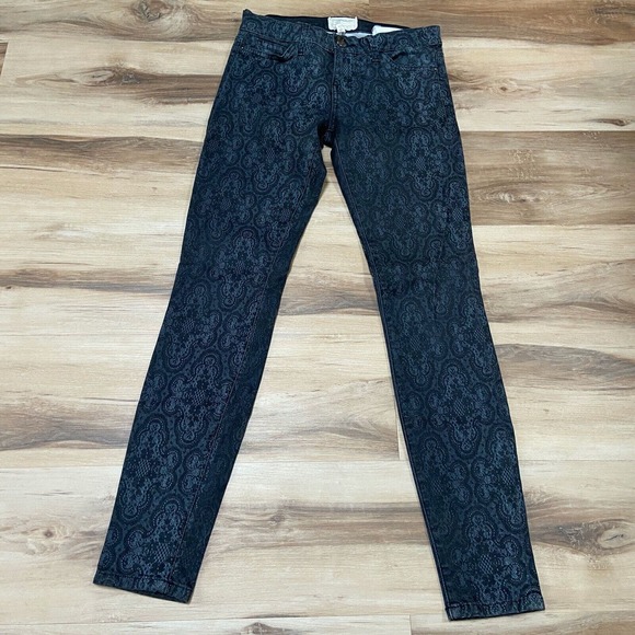 Current Elliot Jeans Womens 26 Skinny Black Lace Stretch Made in USA - Picture 1 of 9